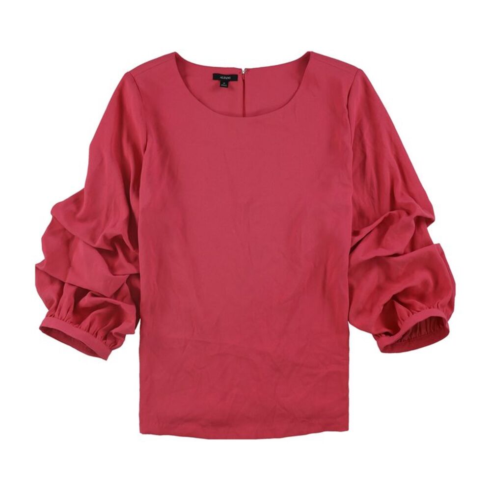 Alfani Womens Billow-Sleeve Ruffled Blouse, Pink, Plus Size, 1X, DM
